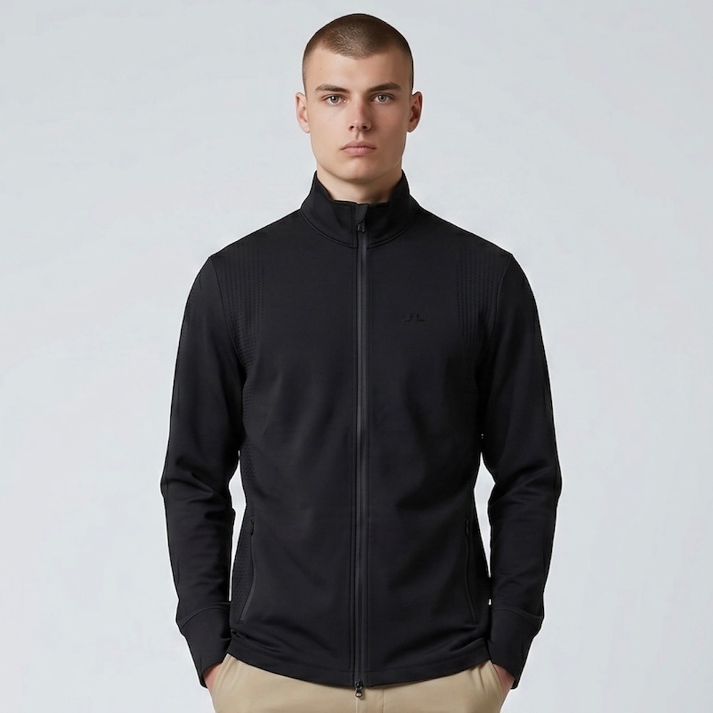 J.Lindeberg Finn Seamless Mid Jacket Mens Medium Black NEW Golf Full Zip Layer
